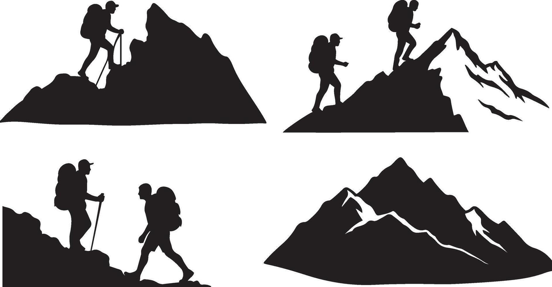 Man Hiking Silhouette on a White Background vector