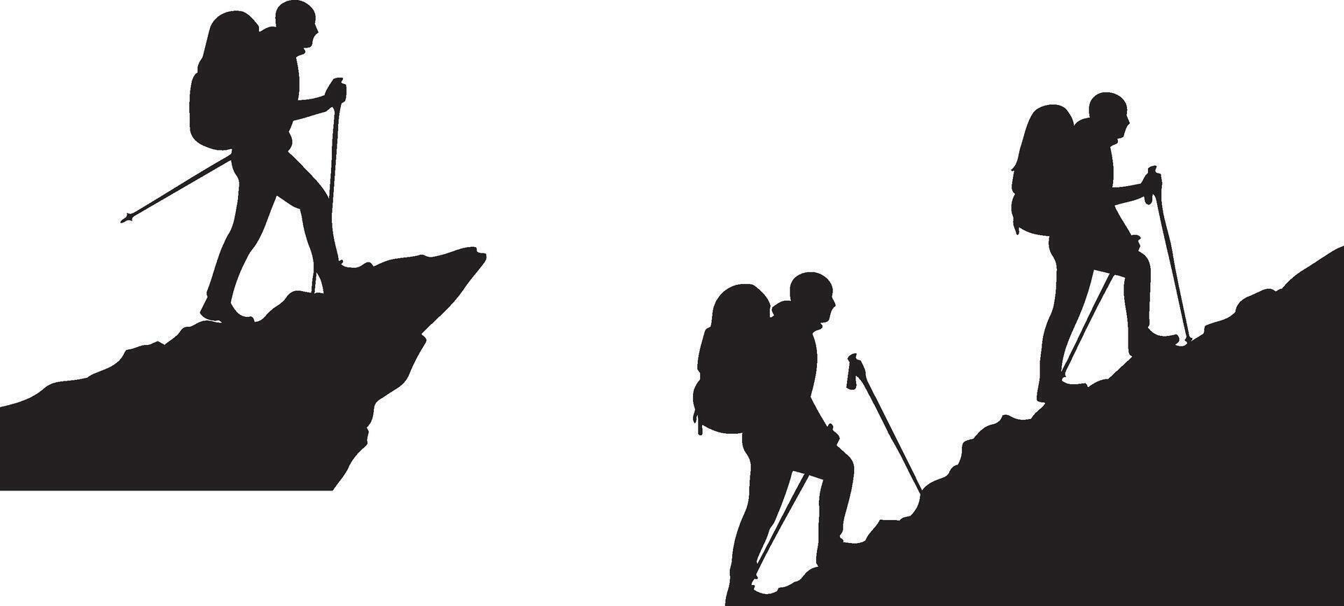 Mountain Climber Silhouette in Action vector