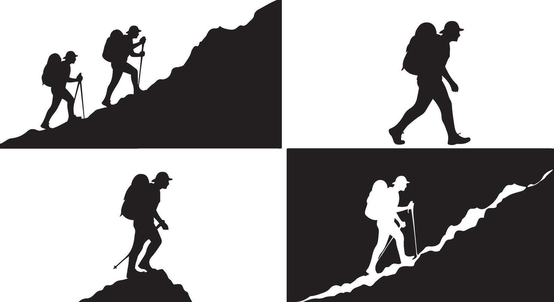 Explorer Silhouette on a Mountain vector