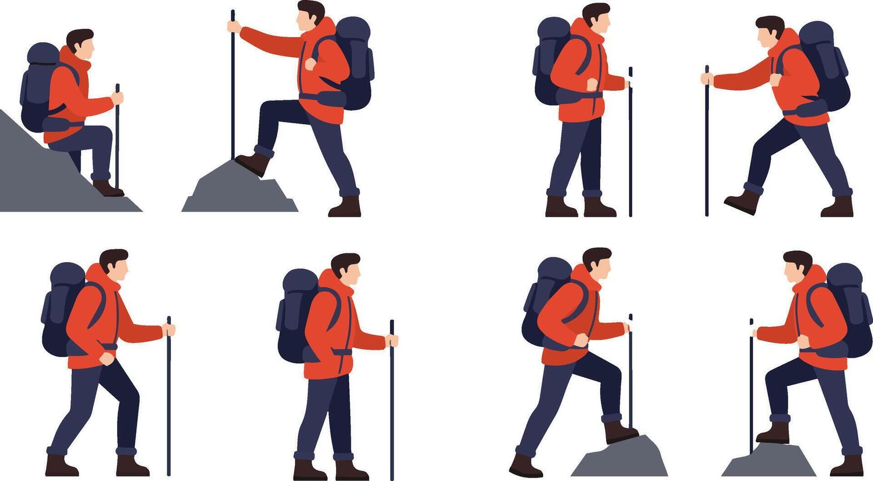 Explorer in Red Jacket with Backpack vector