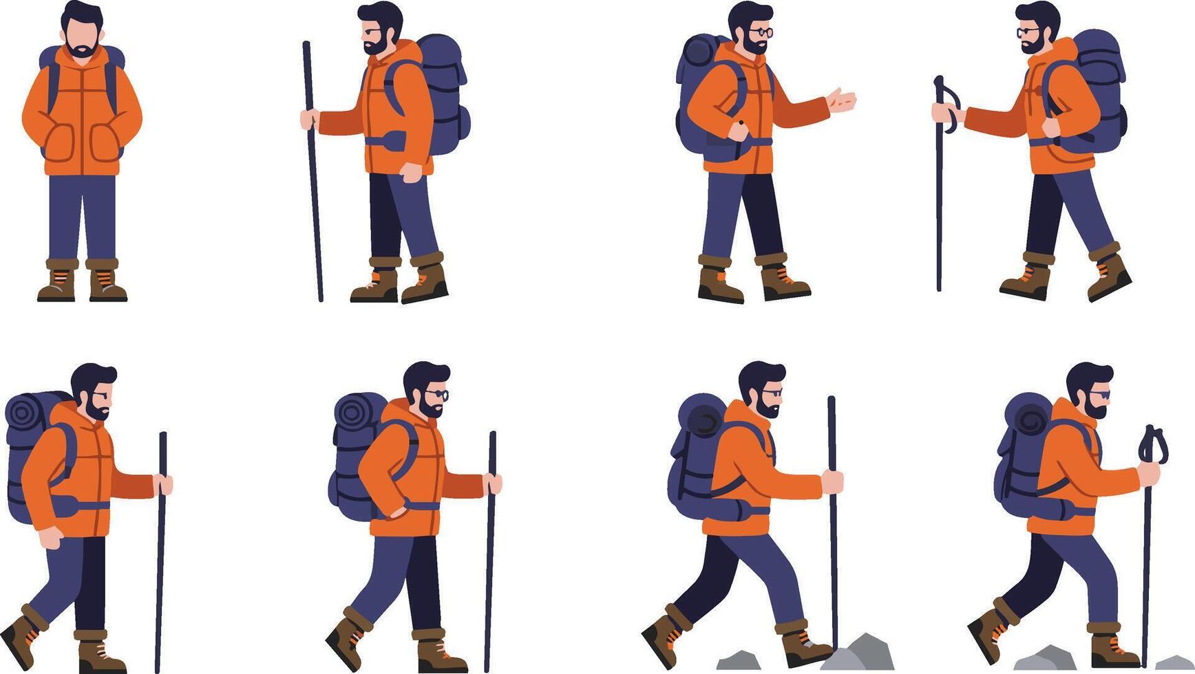 Backpacker Hiking Design with Trekking Poles vector