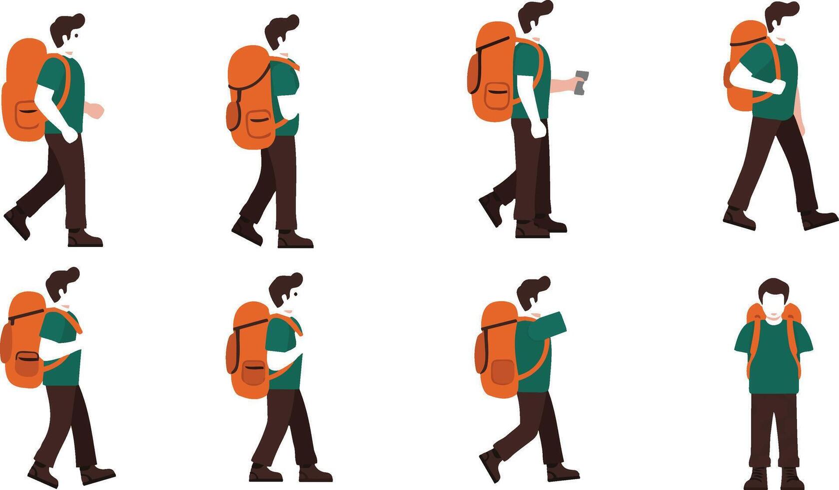 Outdoor Adventurer Walking Animation vector