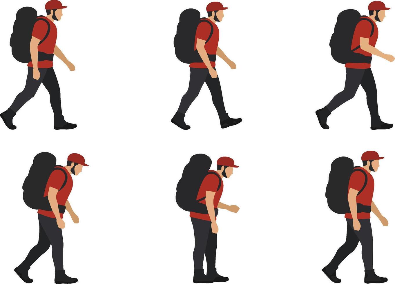 Cliff Hiker Silhouette for Adventure Graphics vector
