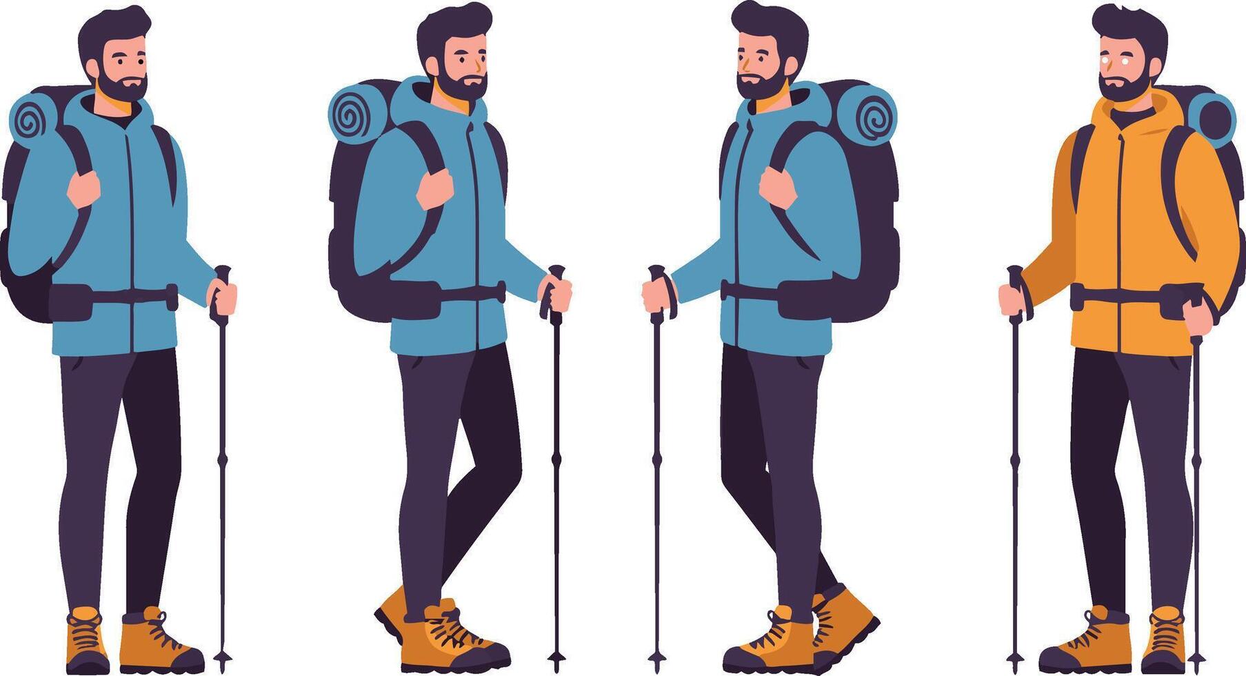 Hiking and Trekking Silhouette Collection vector