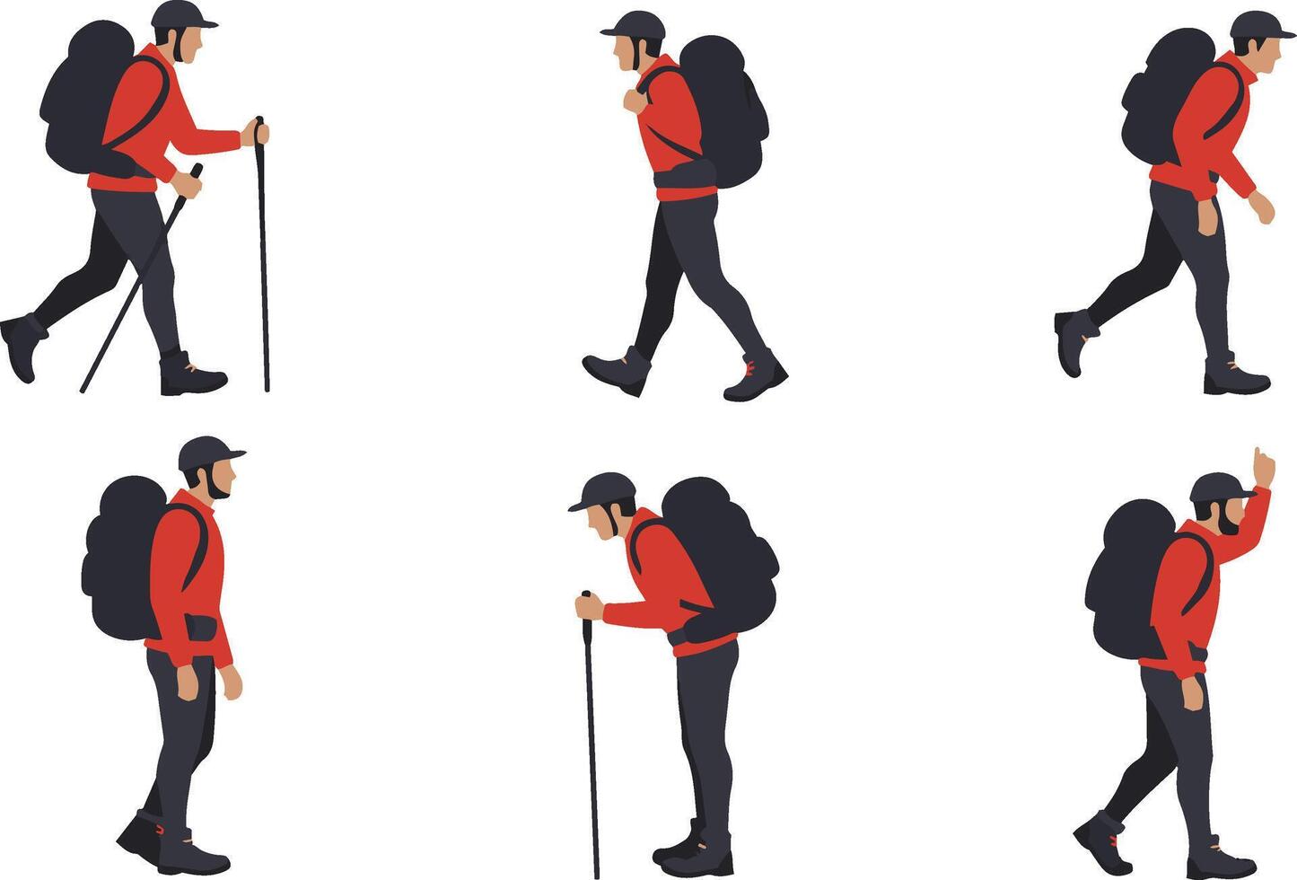 Trekking Gear Character Set for Illustrations vector