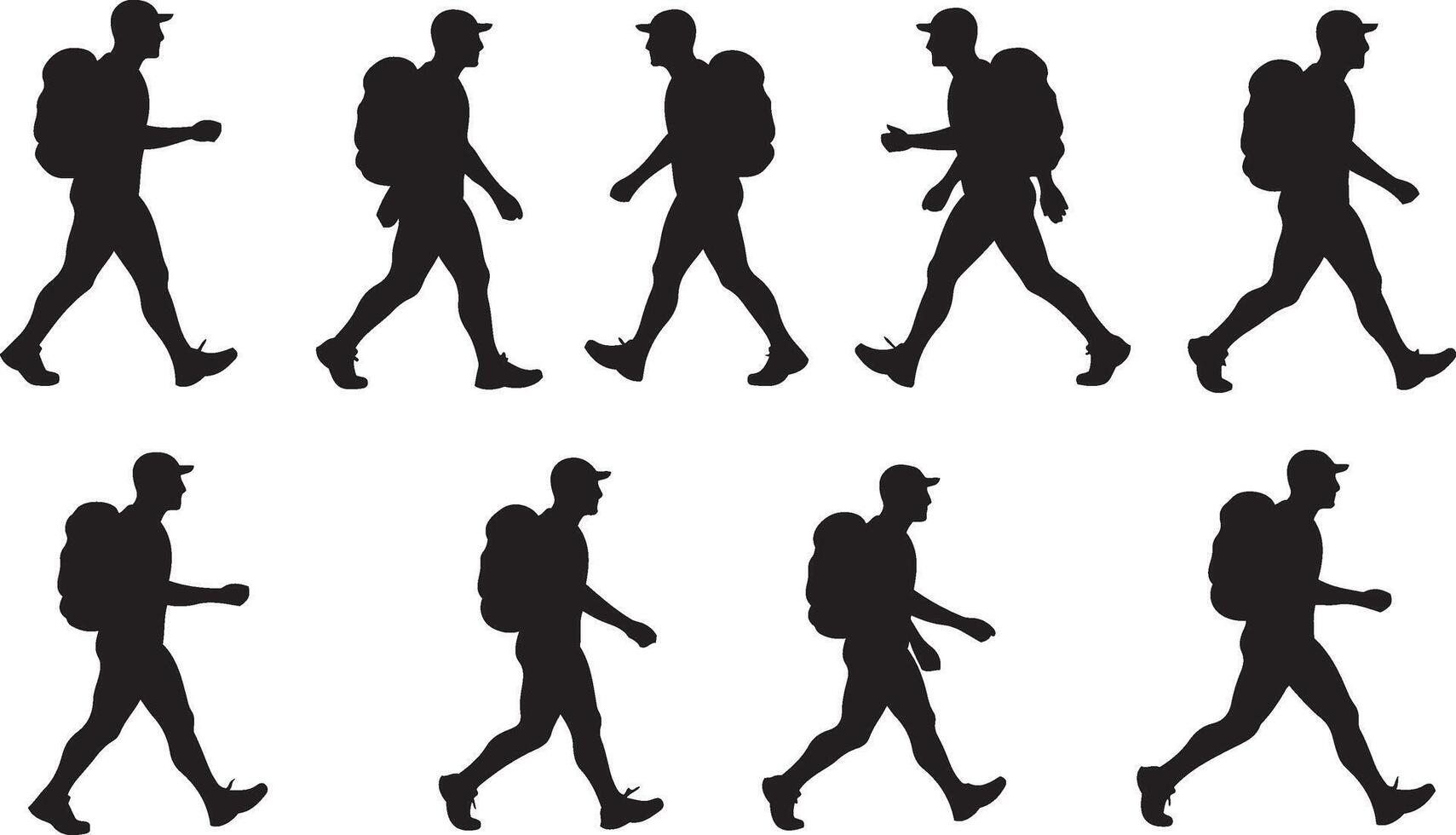 Male Trekker Silhouette for Graphics vector