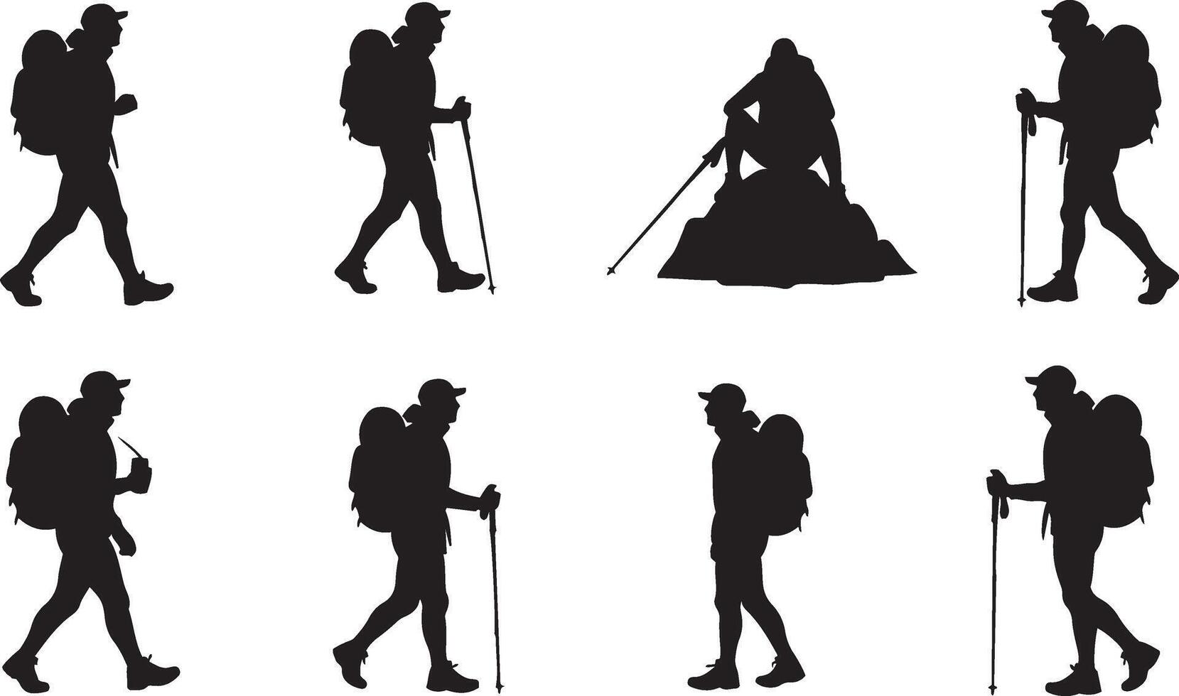 Hiking Silhouette for Minimalist Designs vector