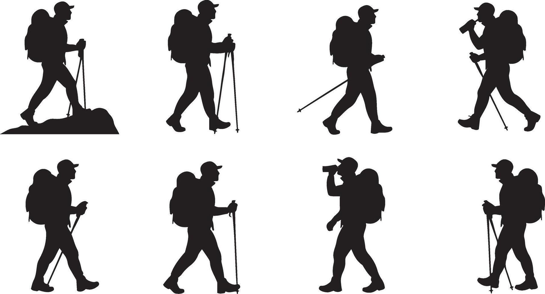 Trekking Male Silhouette Illustration vector