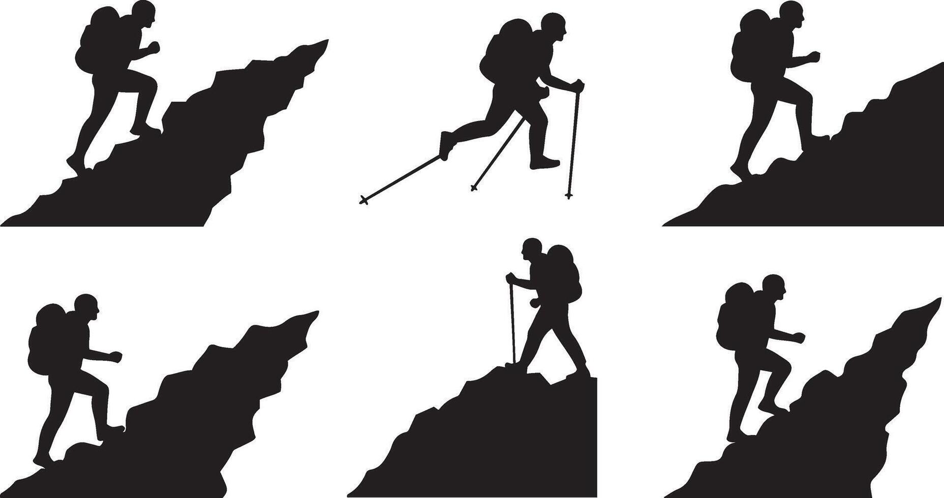 Man with Backpack Silhouette on Cliff Edge vector