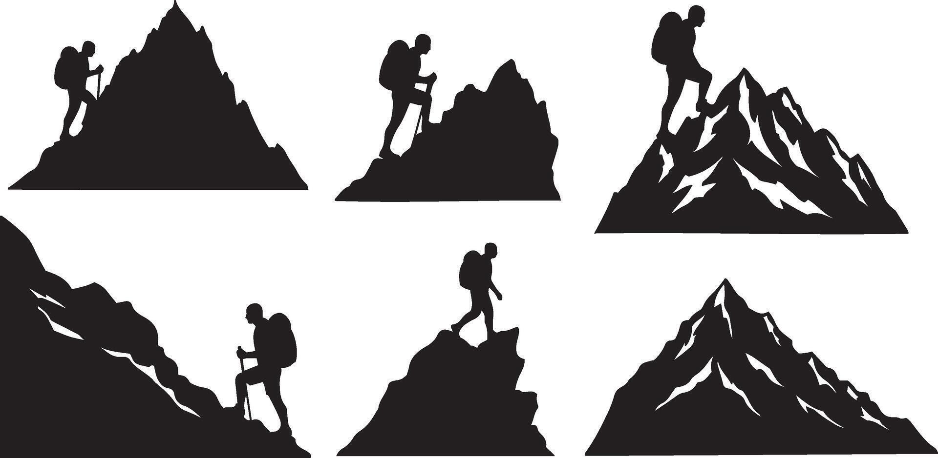 Walking Stick and Backpack Silhouette Art vector