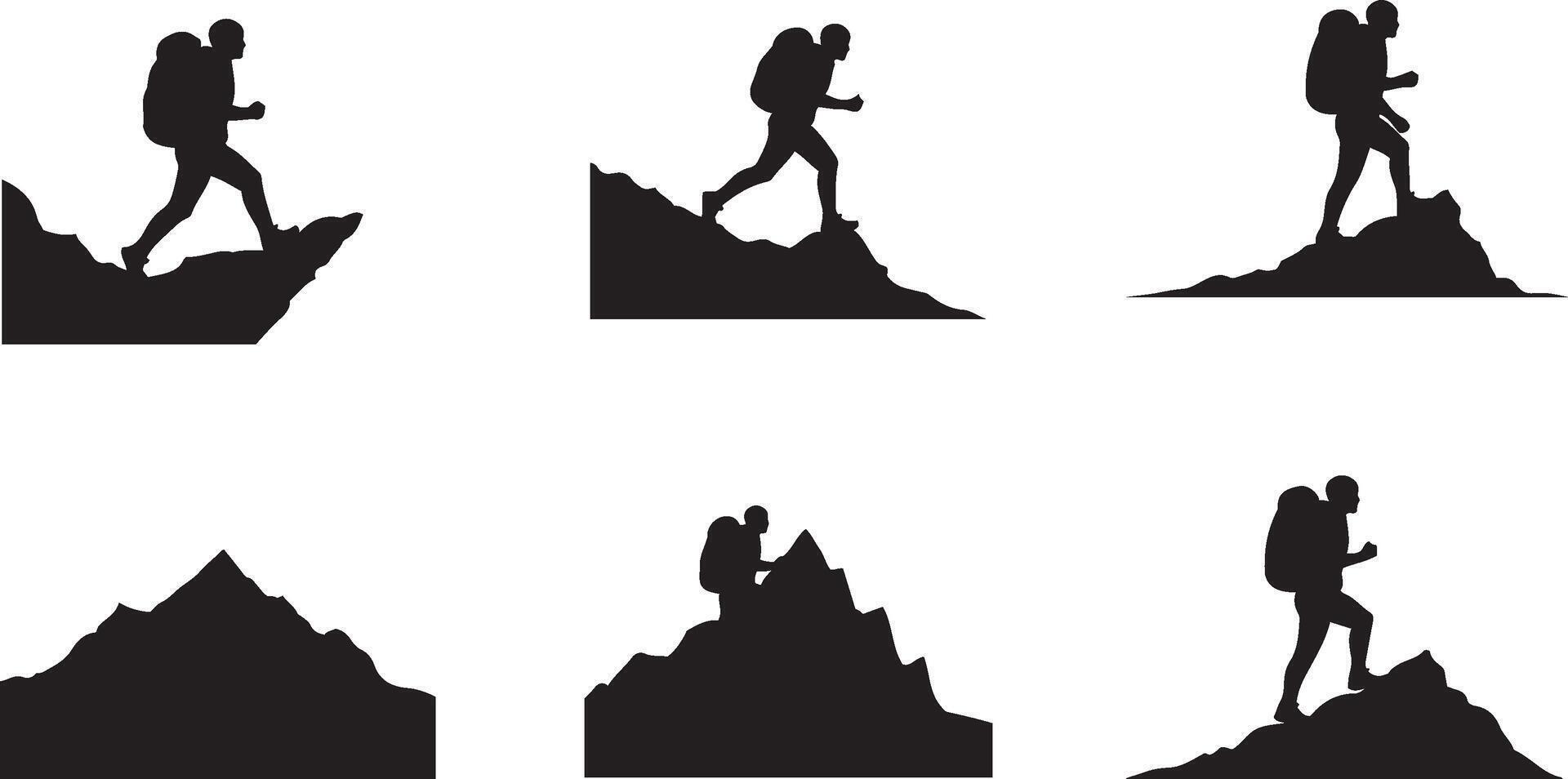 Cliff Silhouette with Man Hiking vector