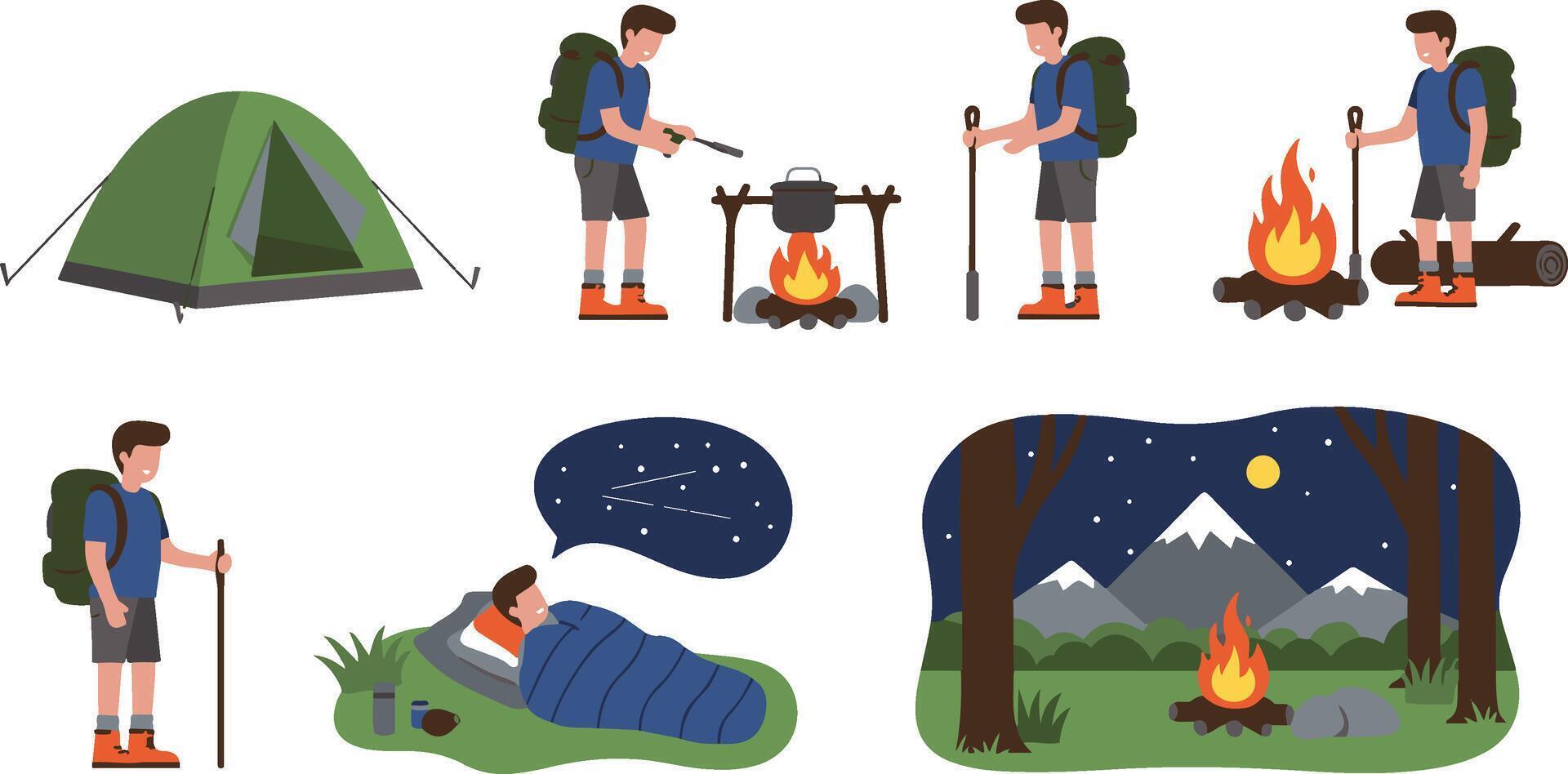 Nature Explorer Camping Illustrations vector