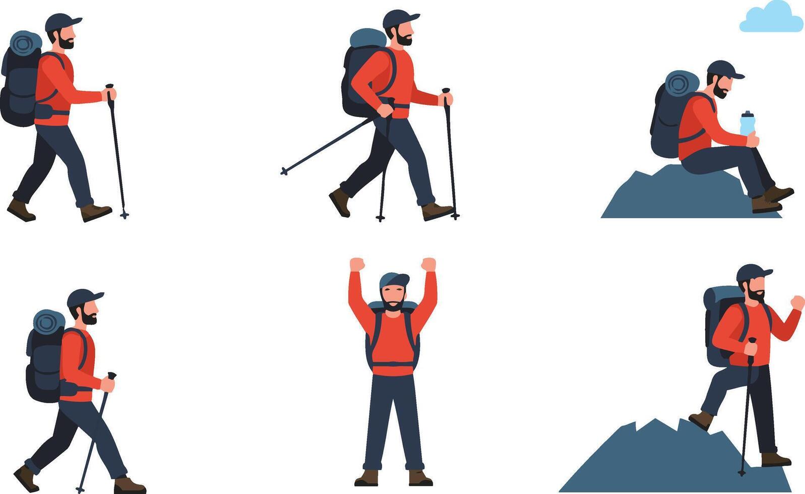 Hiking and Tent Camping Set vector