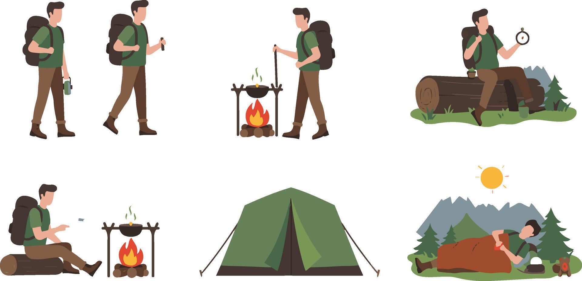 Hiking Activities in the Forest Graphics vector