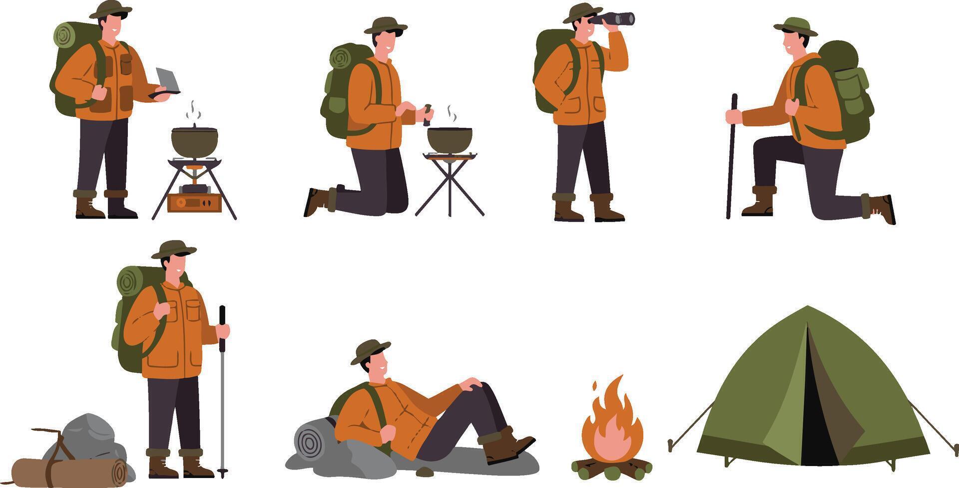 Outdoor Camp Activities Graphics Set vector