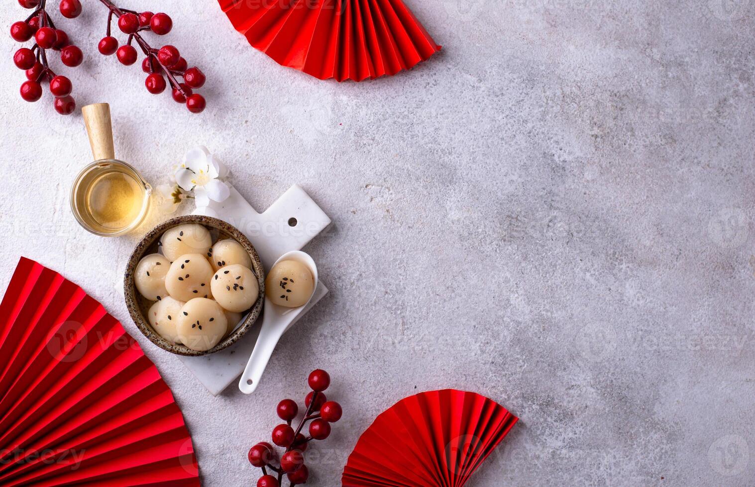 Tang yuan rice dumpling balls for Chinese lunar New year celebration photo
