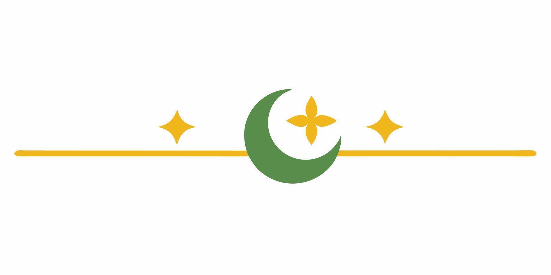 Elegant crescent moon and star underline design vector