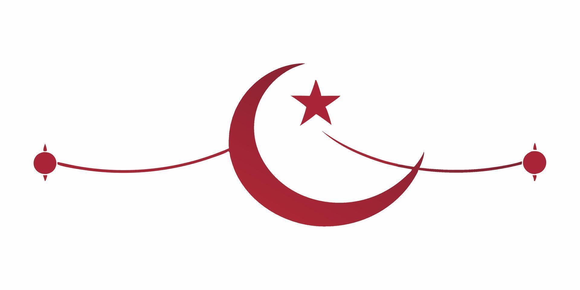 Elegant crescent moon and star underline design decoration vector