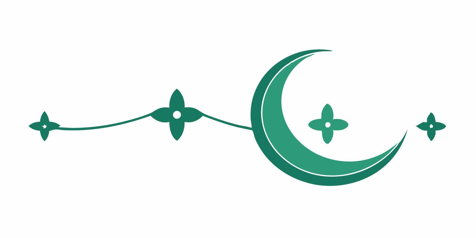 Elegant crescent moon and star underline for decoration vector