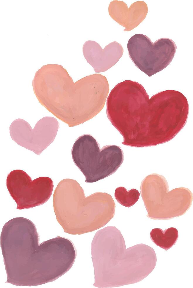 a painting of many hearts in different colors vector