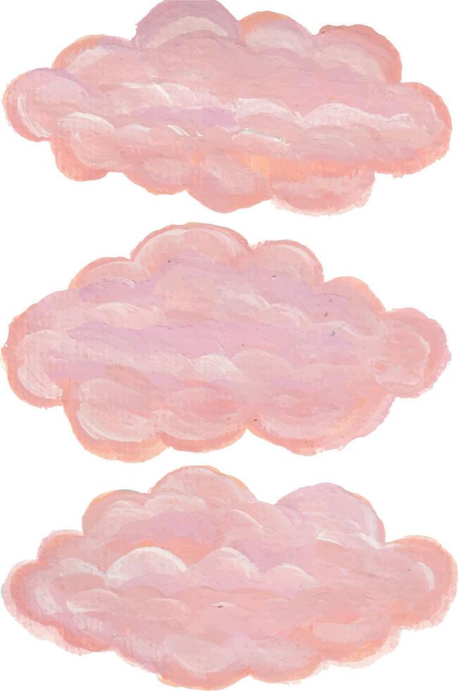 three pink clouds on a white background vector
