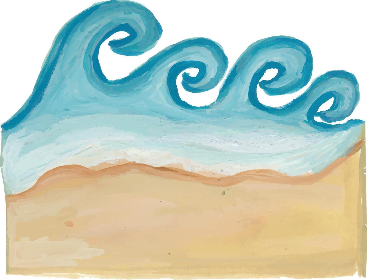 a watercolor drawing of a wave on the beach vector