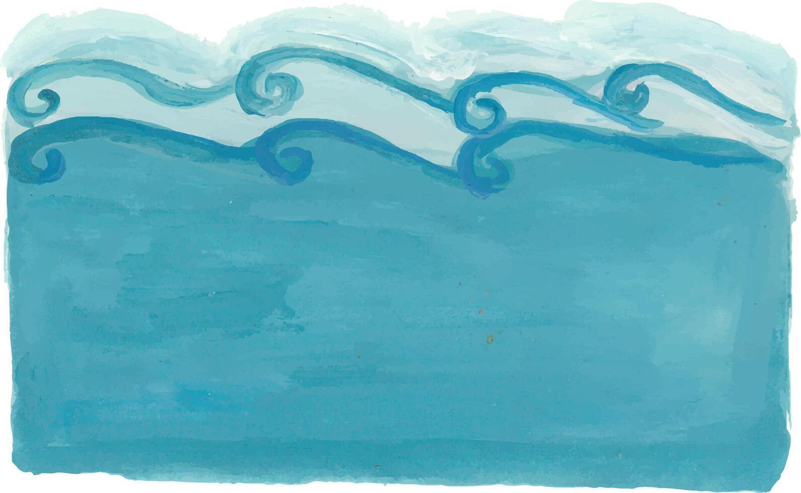 watercolor painting of waves on a blue background vector
