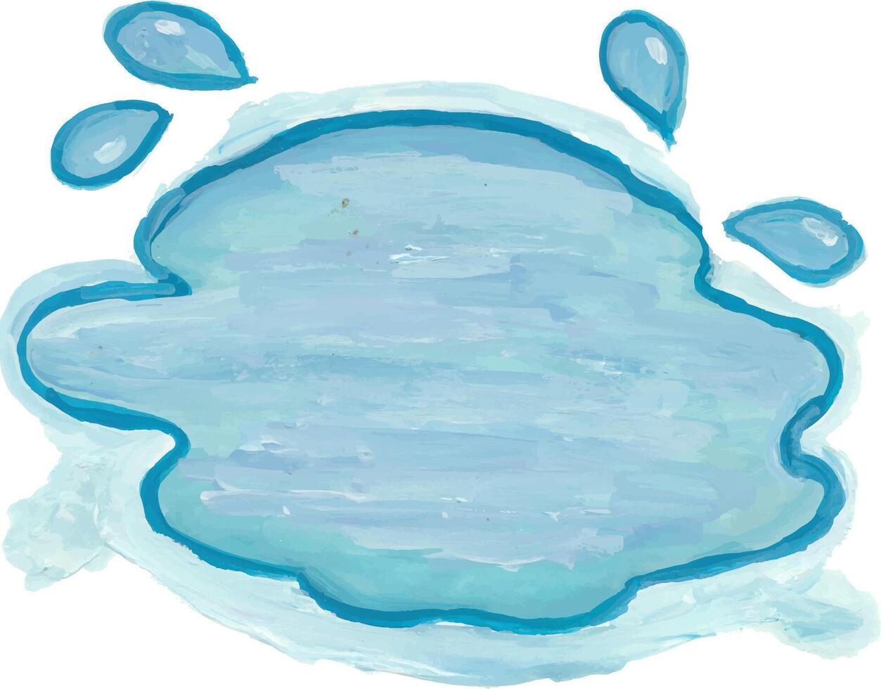 Splash, drop of water and puddle hand drawn watercolor illustration vector