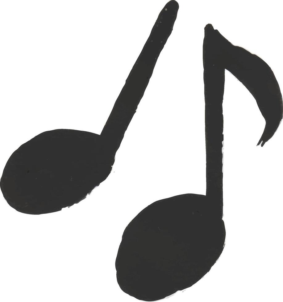 a black and white drawing of two musical notes vector