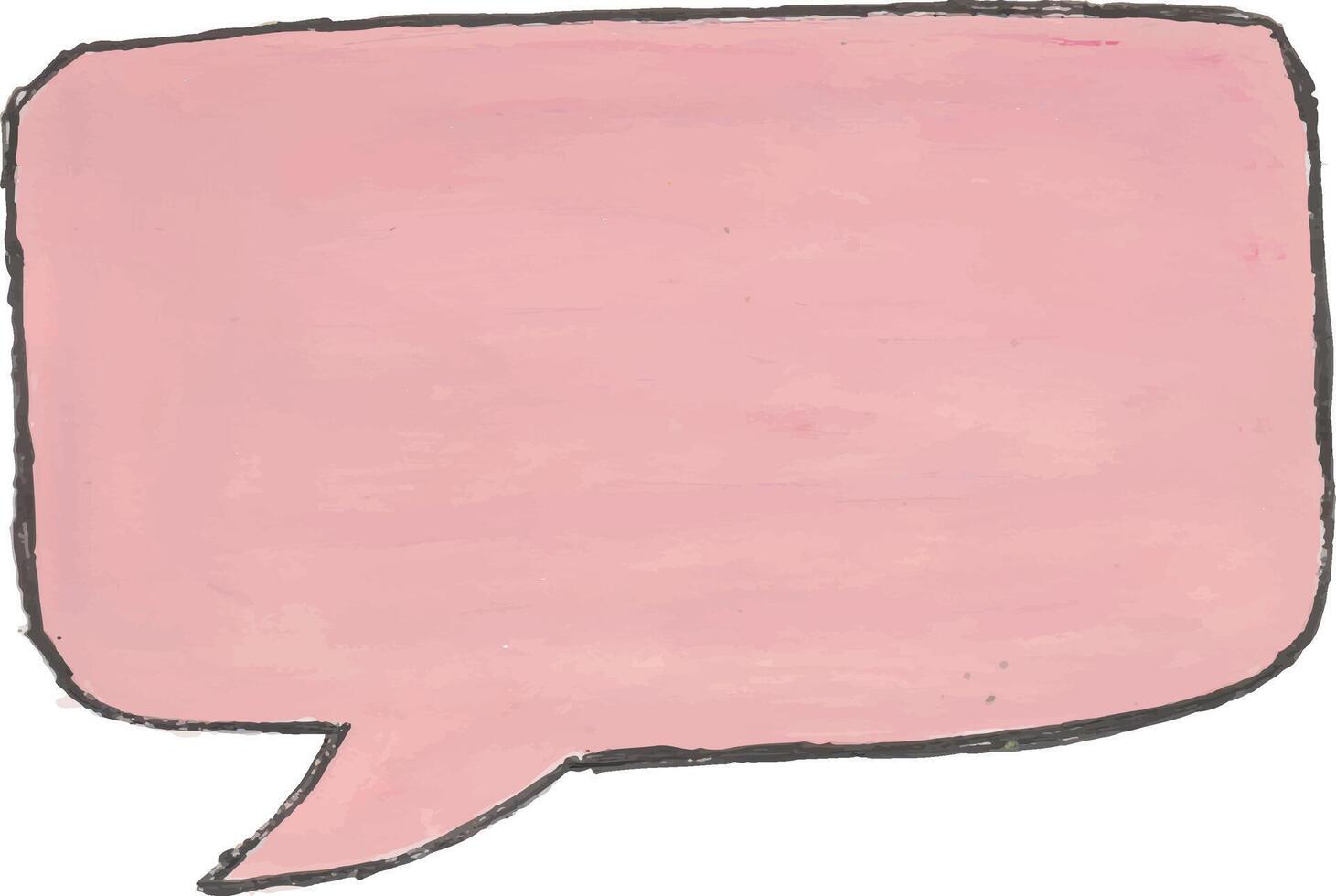 a pink speech bubble with a black outline vector