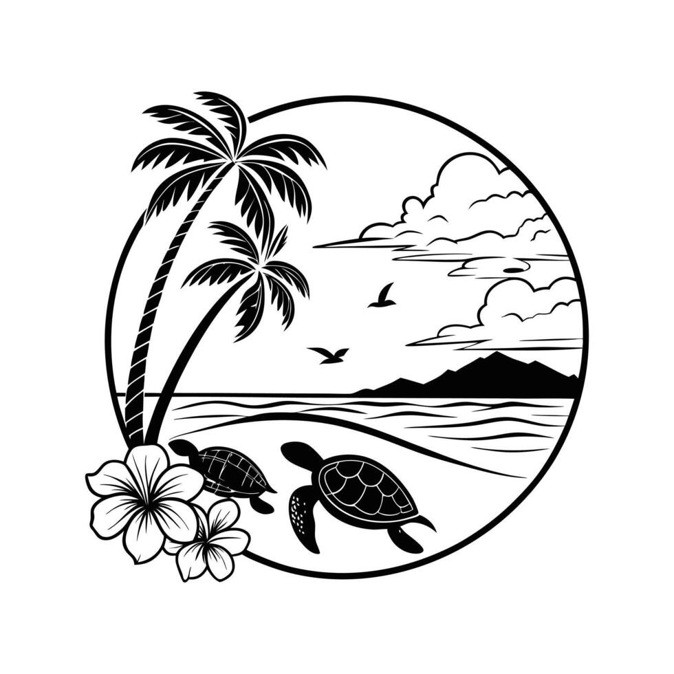 Tranquil Tropical Beach Scene Design vector