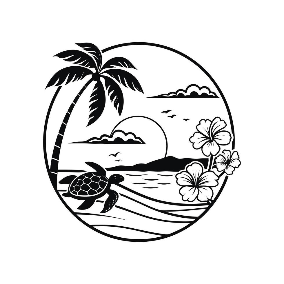 Dreamy Coastal Scene with Tropical Vibes vector