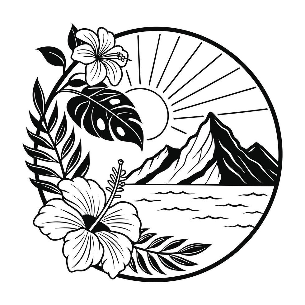 Ocean Waves and a Tropical Beach Escape vector