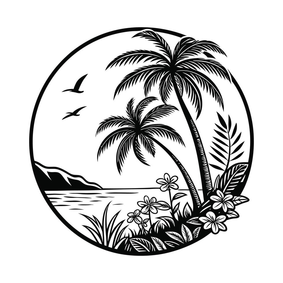 Relaxing Tropical Beach Scene with Waves vector