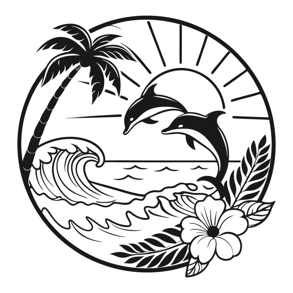 Tropical Waters and a Sandy Shore Design vector