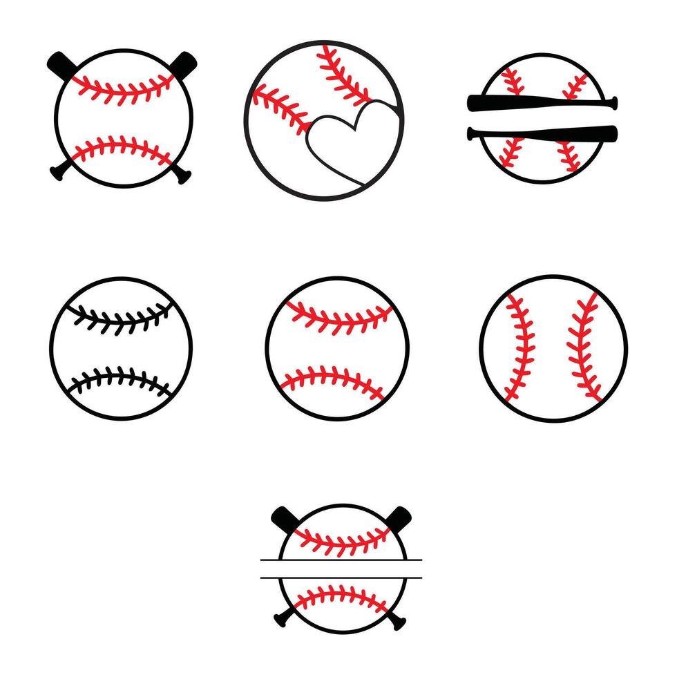 Dynamic Baseball Icon Set Creative Sports SVG Collection vector