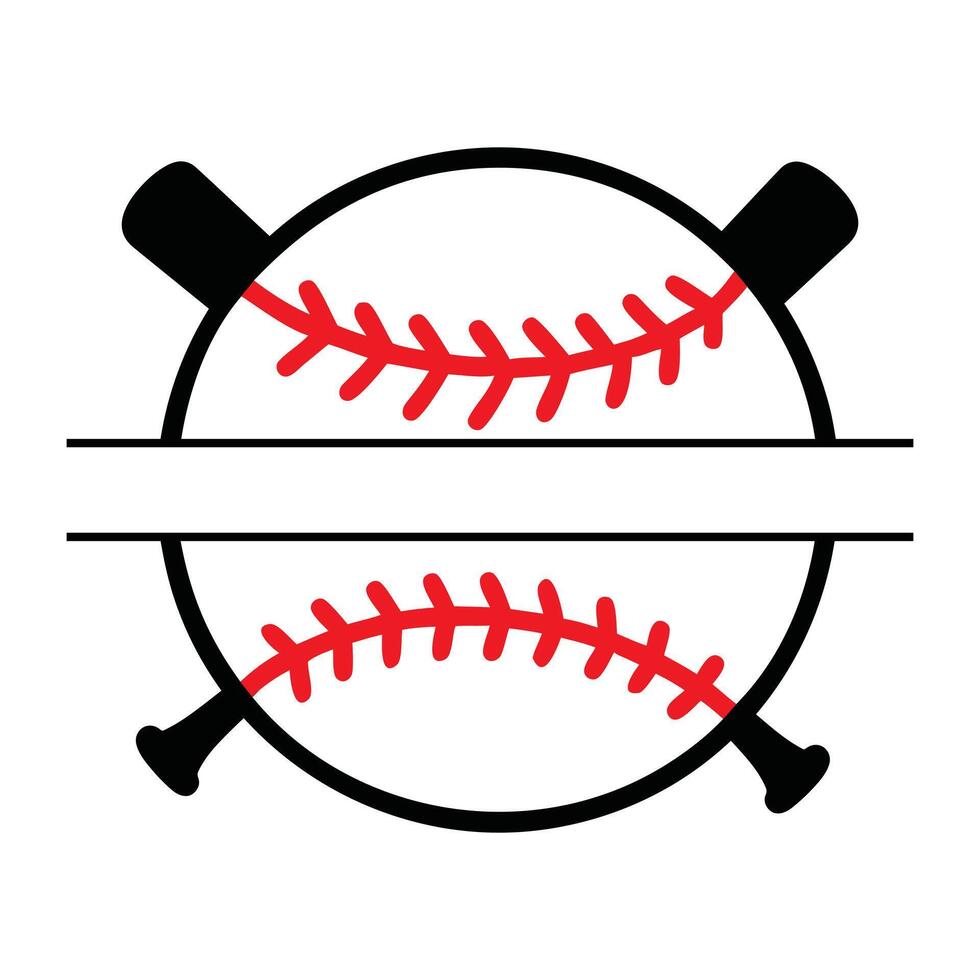 Crossed Bats and Seams Baseball Iconic Design vector