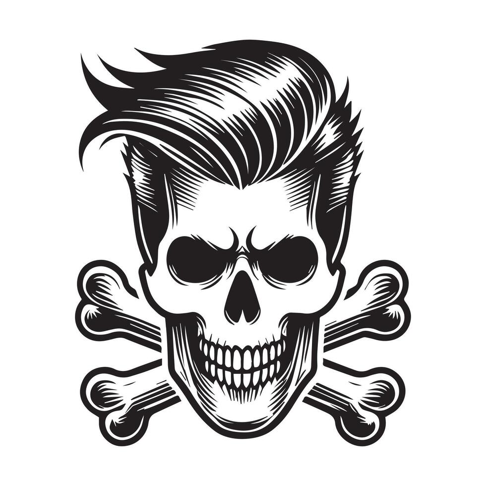 Skull and Crossbones with Styled Hair vector