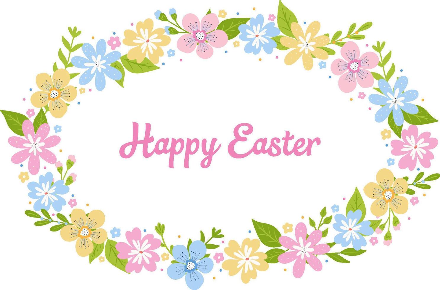 Easter card on a white background frame of flowers vector