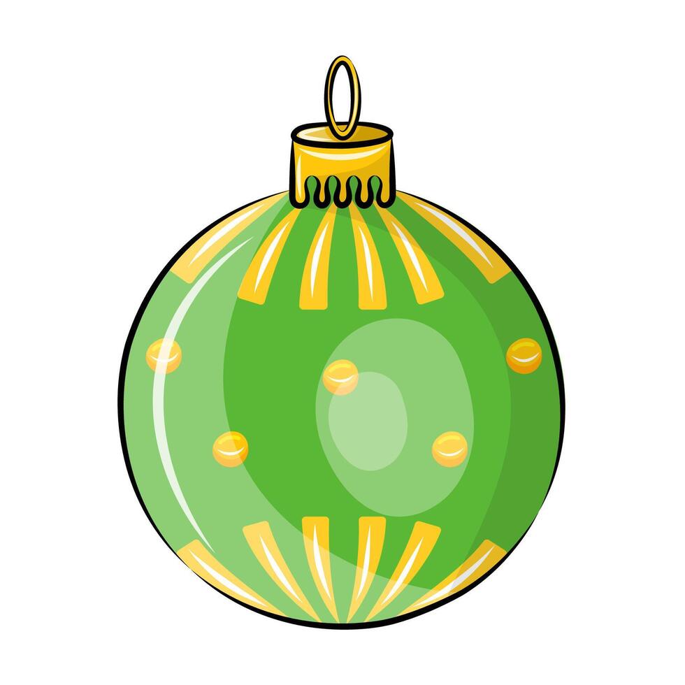 Christmas tree decoration with green and yellow pattern vector