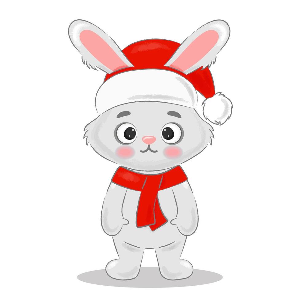 Cute rabbit in a Santa Claus hat vector