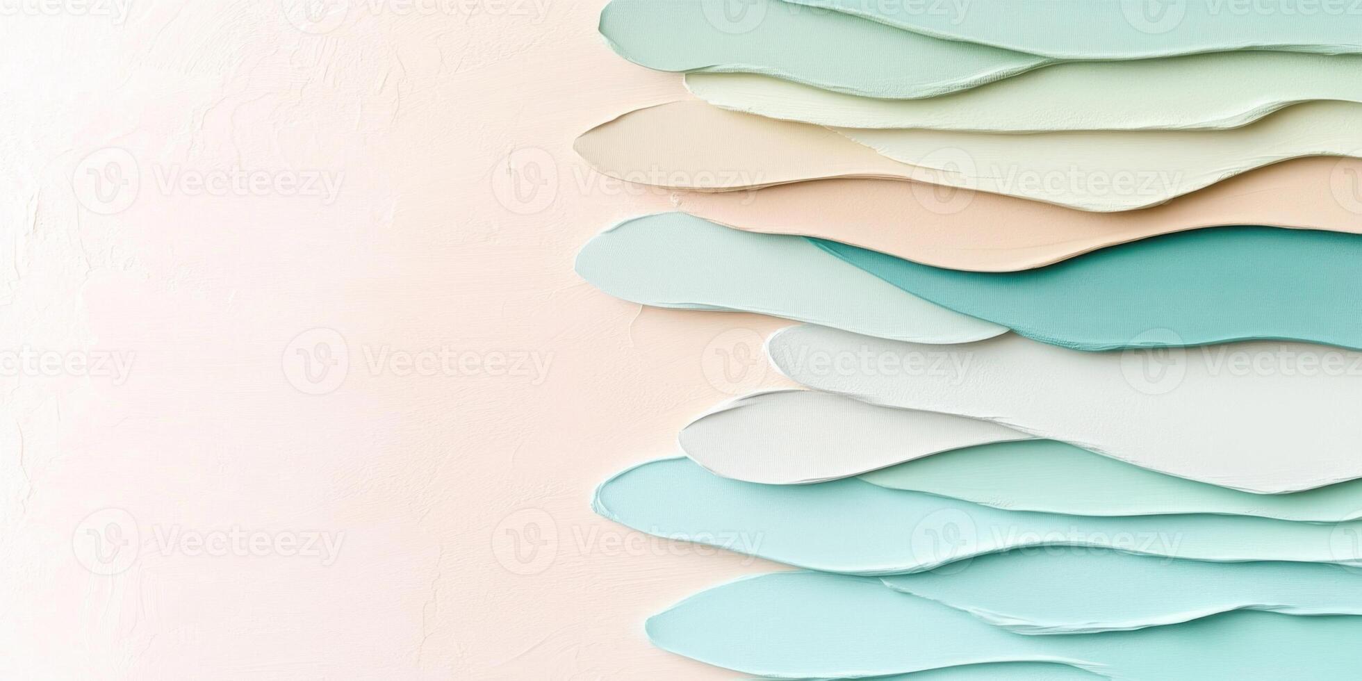 Soothing palette of soft greens and sandy beige evokes calm ocean vibes in a minimalist design photo