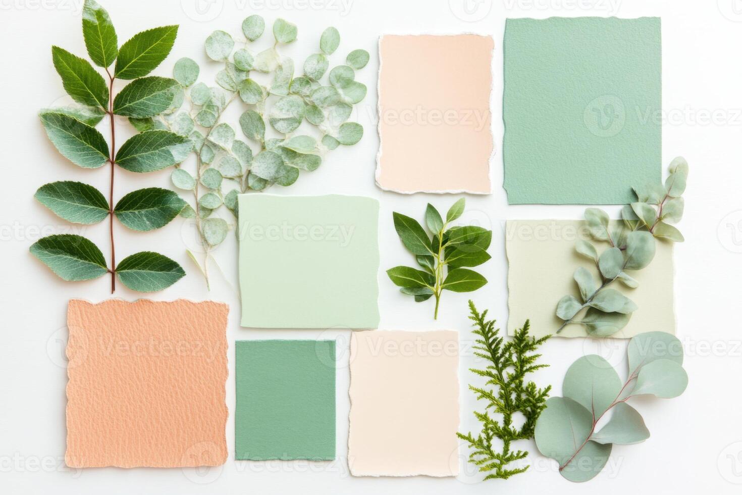 Organic mood board showcasing eco-friendly design elements with natural colors and materials photo