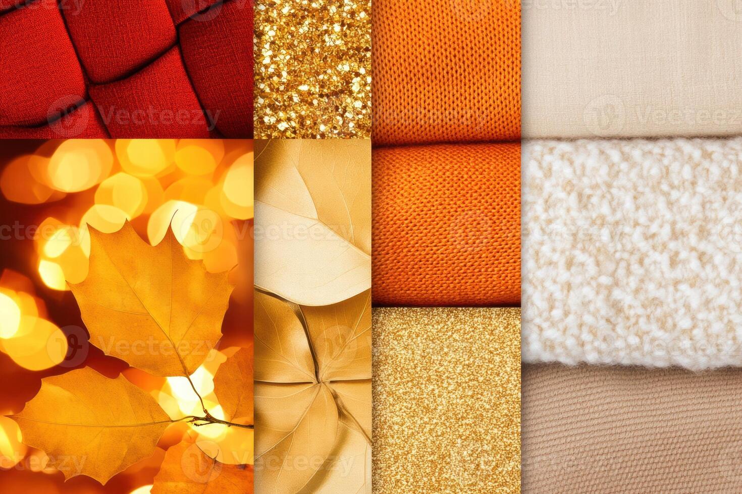Festive mood board showcasing a rich red and gold holiday design palette with sparkling textures and cozy fabrics photo