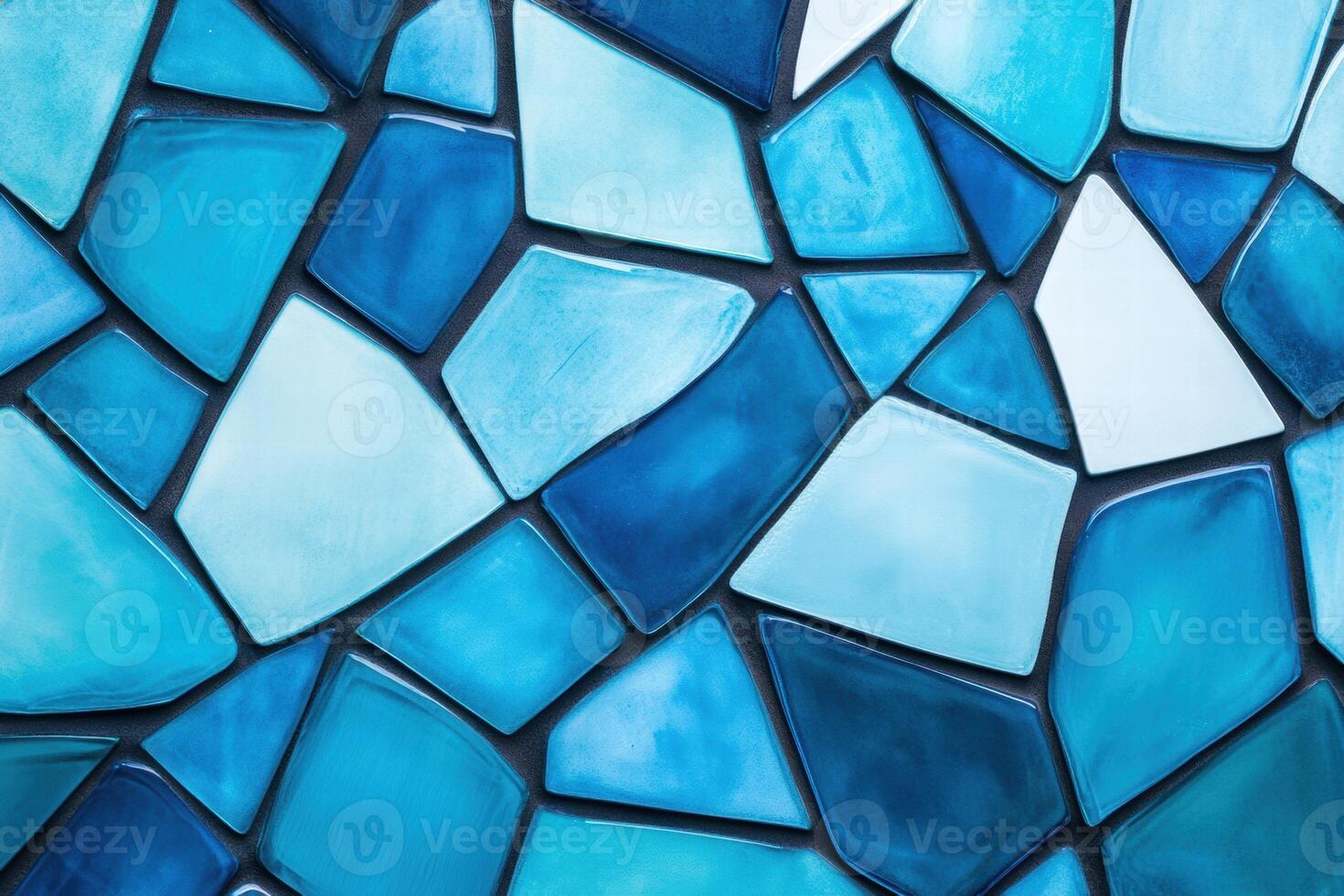 Modern mosaic featuring dynamic geometric patterns in turquoise and aquamarine shades suitable for contemporary interiors photo