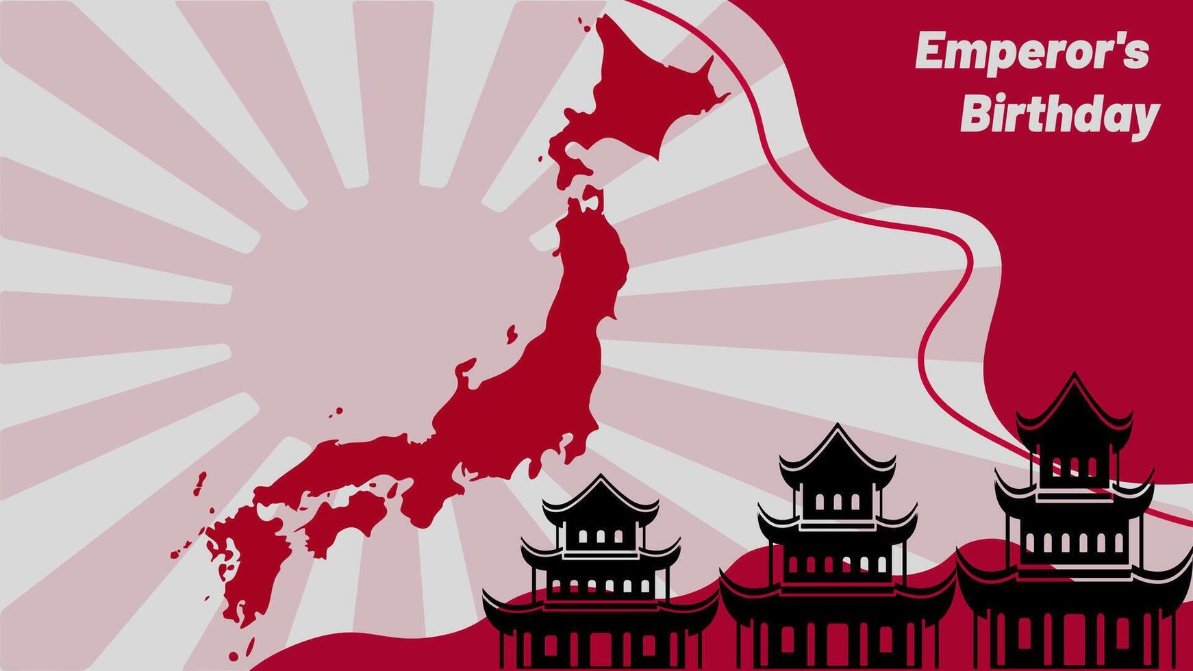 emperor's birthday celebration background with shadow of japan map and imperial shrine, with copy space area, suitable for content related to the theme vector