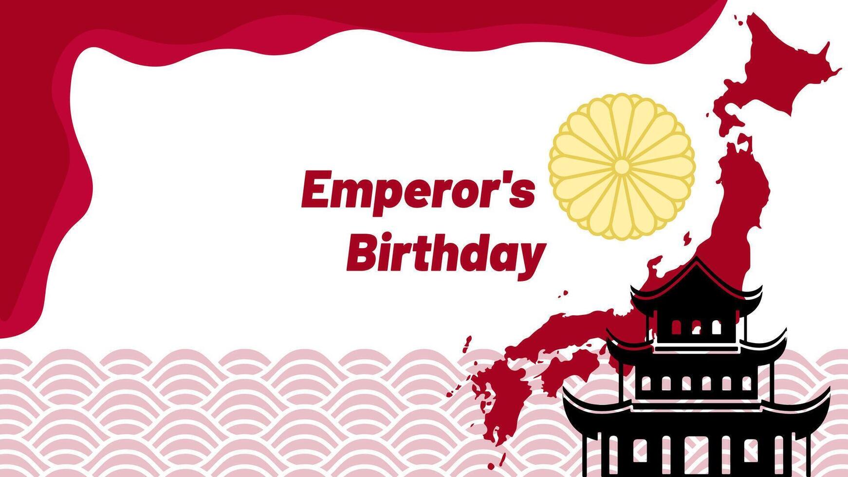 emperor's birthday celebration background with imperial regalia, shadow of japan map and shrine, with copy space area, suitable for content related to the theme vector