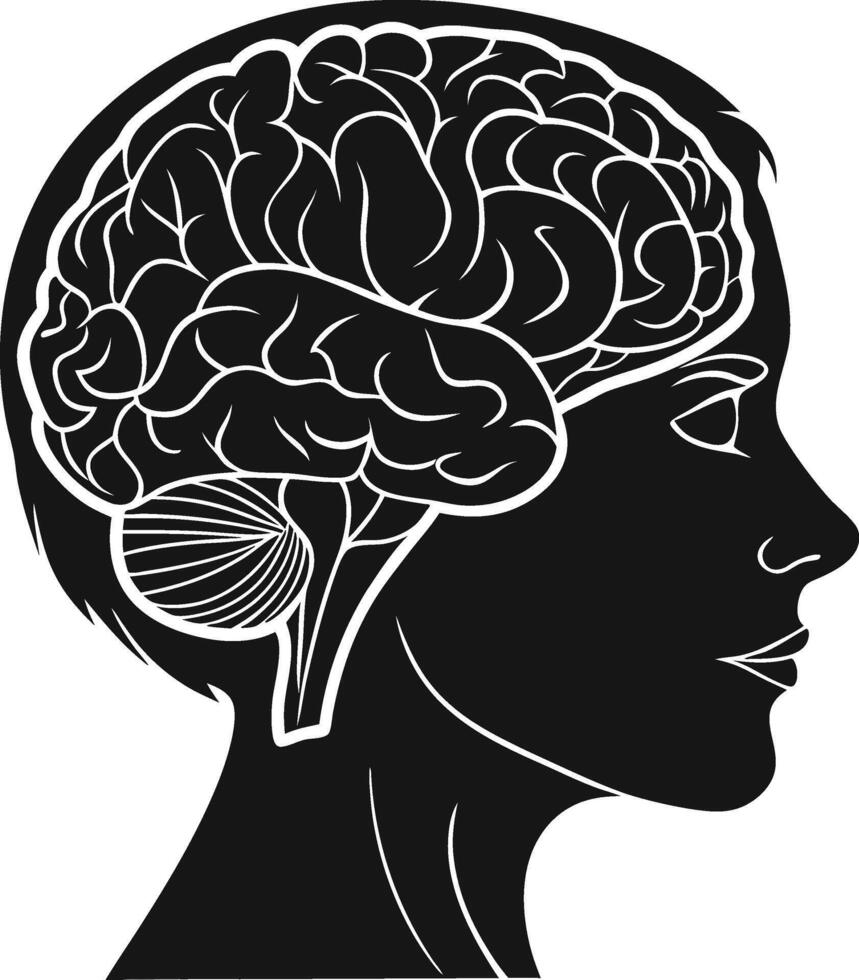 Abstract Brain Silhouette for Neuroscience vector
