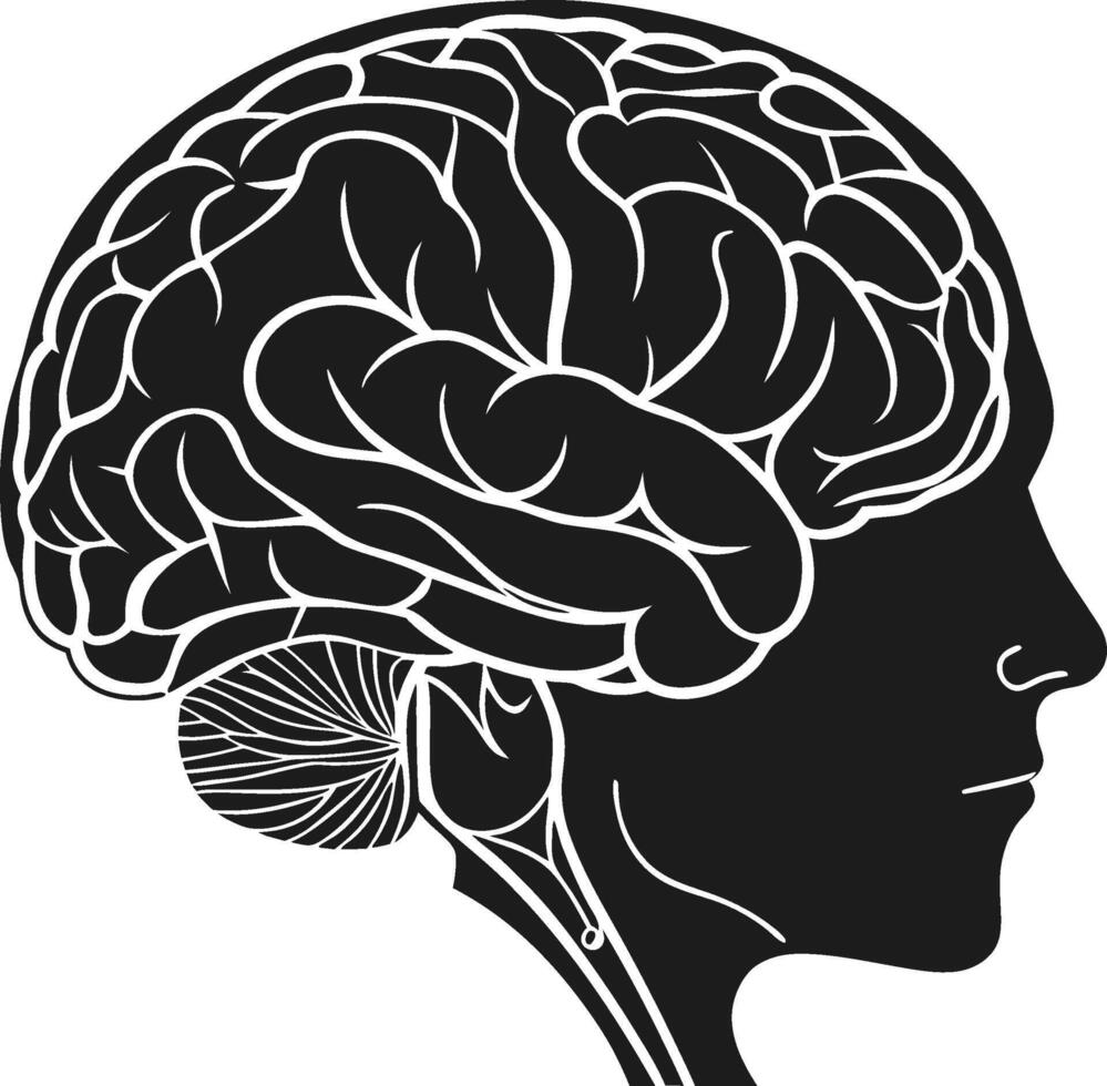Minimalist Brain Silhouette for Science vector