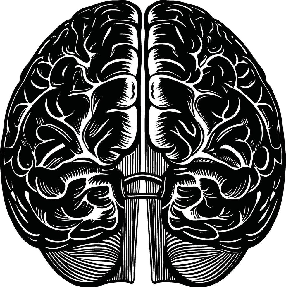 Digital Brain Silhouette Concept vector